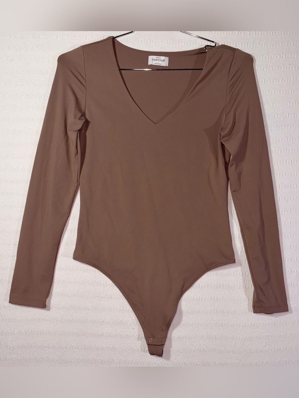 Aritzia Babaton Women’s Contour Fixture Bodysuit Size L Tan Nude Stretch